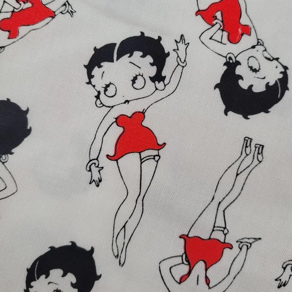 Betty Boop White Red Fabric 90s Rockabilly‎ Pinup Retro Cotton